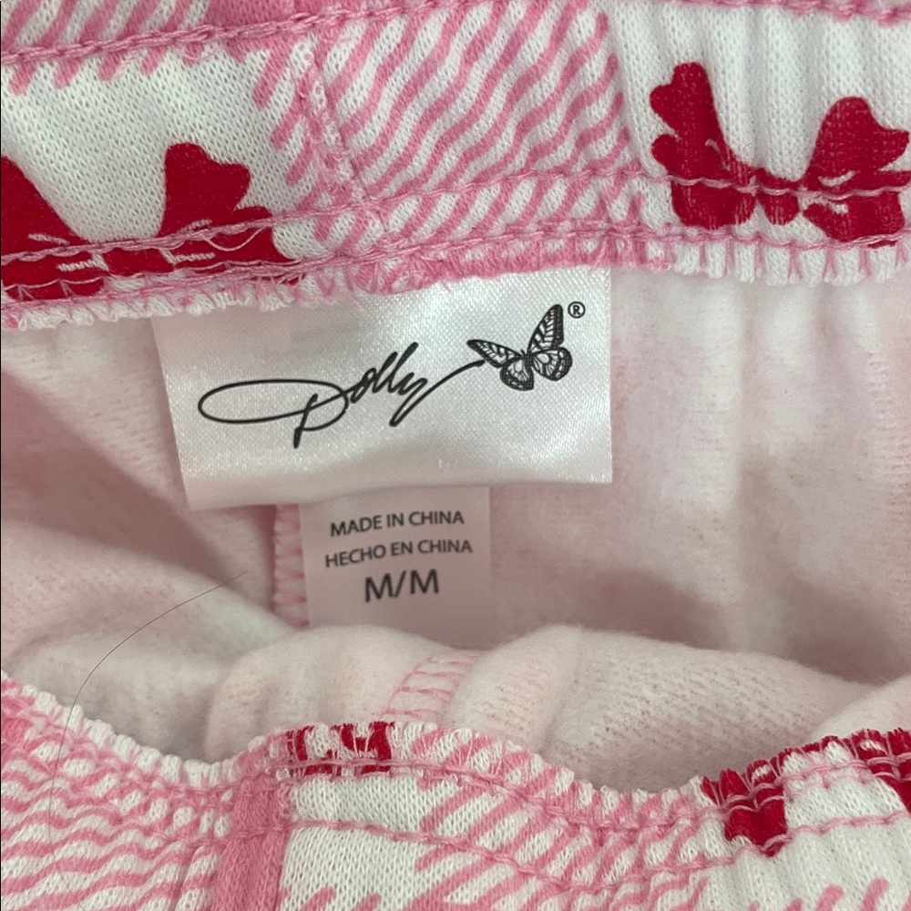 Women’s Pink Buffalo Plaid Dolly Parton Bow Joggers - Picture 4 of 4
